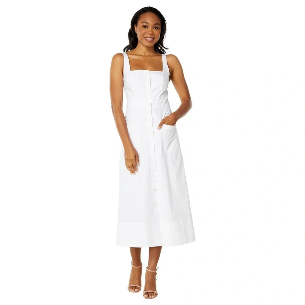 New EQUIPMENT Aris cotton-poplin midi dress size 8 - Picture 1 of 16